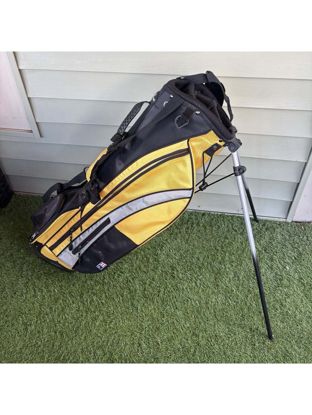 U.S. Kids Golf 53-43 Junior Stand Bag – Yellow/Black Dual Strap 4-Way
